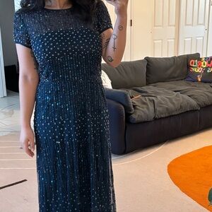 Adrianna Papell Navy Sequin Maxi Dress